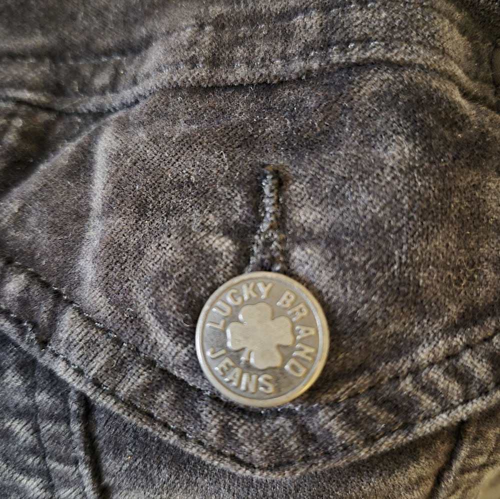 Lucky Brand Jeans The Tommy Trucker Charcoal Black Velvet Jacket - M - Picture 10 of 15
